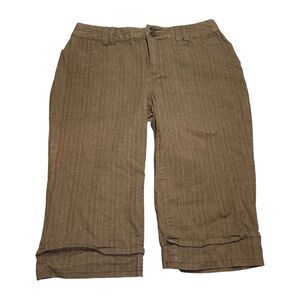 St. John's Bay Capri Pants Women 4 Petite Brown Striped Stretch Pockets Mid-Rise
